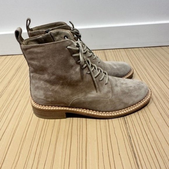 Vince Shoes - Vince Cabria Tan Suede Lace-Up Booties. Size 7M